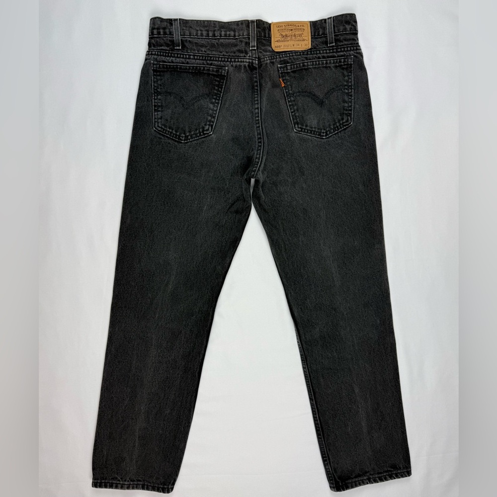 Vtg Levis 505 Orange Tab Men Jeans 34 x 29 Regular Fit Straight Leg 90s Black A6